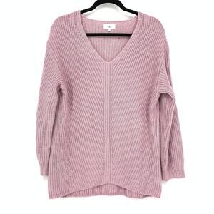 Lou & Grey Women's Size Small V-Neck Lavender Sweater Ribbed Knit